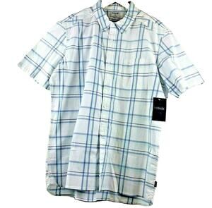 Hurley Shirt Mens Medium FRANKIE STRETCH Woven Short Sleeve Button Pullover NEW